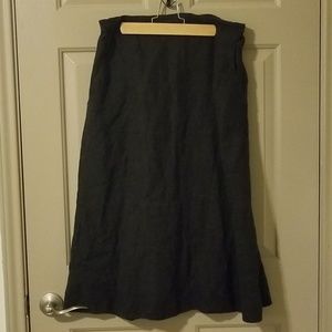 Flax linen black midi skirt